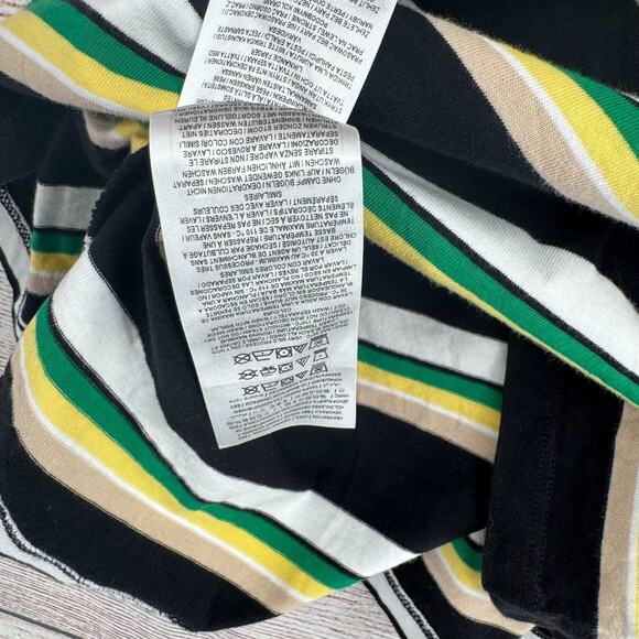 Guess Retro Striped Embroidered T-Shirt Men's Size Medium Black/Yellow/Green - Picture 14 of 14
